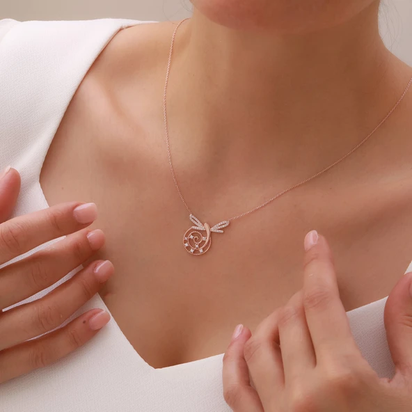 Vaoov 925 Ayar Gümüş Taşlı Yusufçuk Kolye - Resim 3