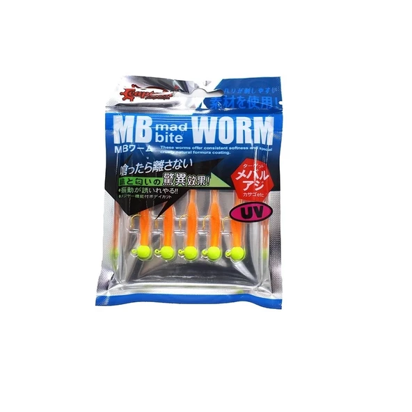 Captain 3521 Mini Worm 4.5cm Jig Headli LRF Silikonu 5'li SET Renk:01 ürün görseli
