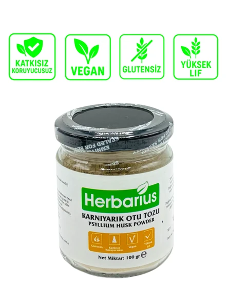Herbarius Karnıyarık Otu Tozu 100 gr (Psyllium Husk Powder 100 gr) - Resim 2