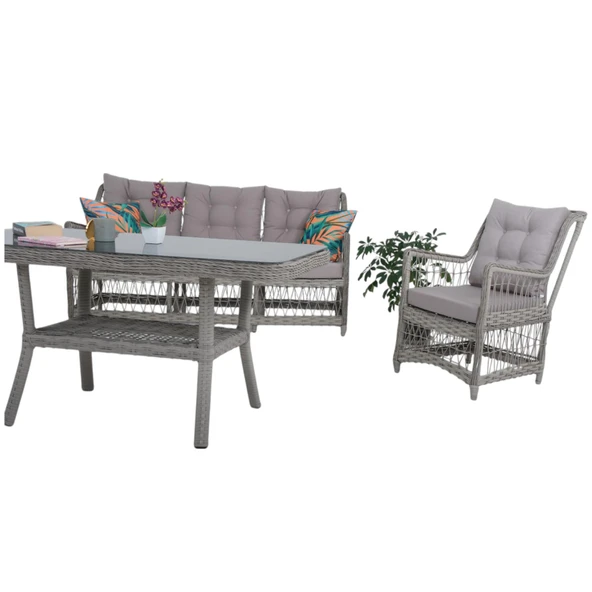 LaVida Bahçe Oturma Takımı | Rattan Bahçe Balkon Takımı |  3+1+1 ve Sehpa - Resim 10