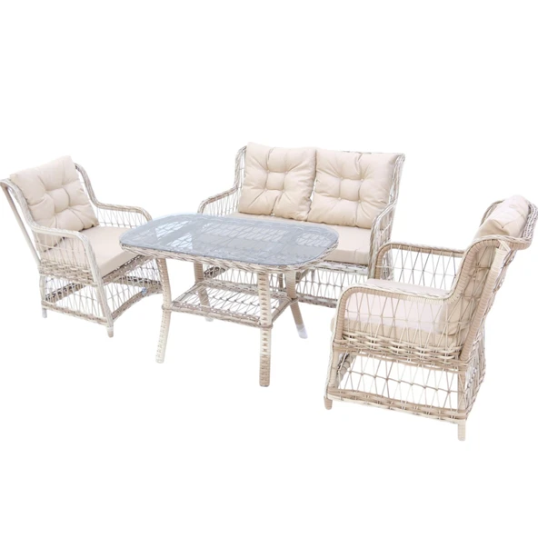 LaVida Bahçe Oturma Takımı | Rattan 2+1+1 ve Sehpa ürün görseli 1