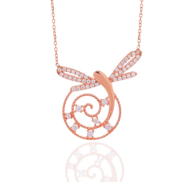 Vaoov 925 Ayar Gümüş Taşlı Yusufçuk Kolye - Resim 4