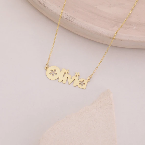 Vaoov 925 Ayar Gümüş Çiçekli İsim Kolye - Resim 3