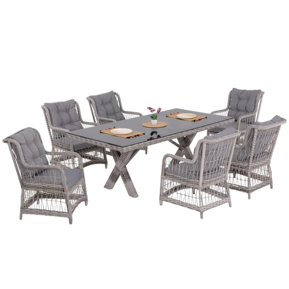 LaVida Bahçe Masa Takımı | Rattan Balkon Masa Seti | 100x180 - Resim 5