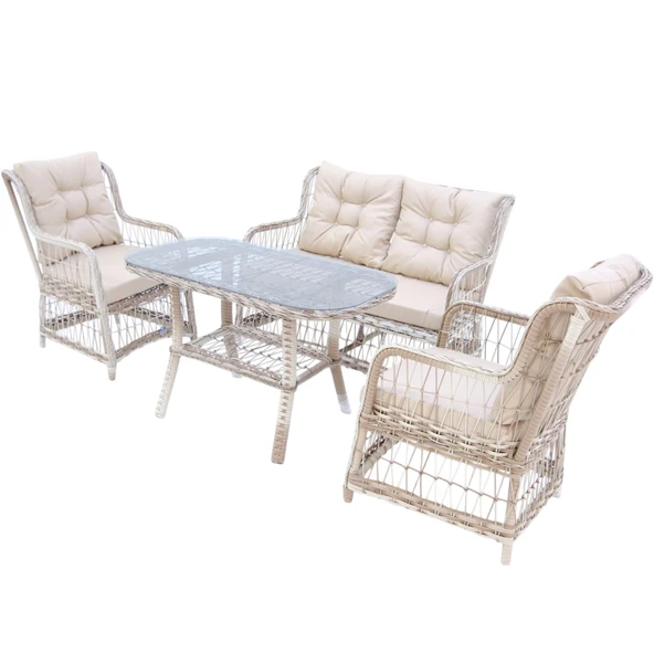 LaVida Bahçe Oturma Takımı | Rattan 2+1+1 ve Sehpa - Resim 7