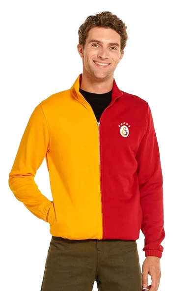 Galatasaray Orijinal Dik Yaka  Fermuar 5 Yıldızlı Sweat + Silikon Bileklik Set Hediye Ahşap Kutu - 2