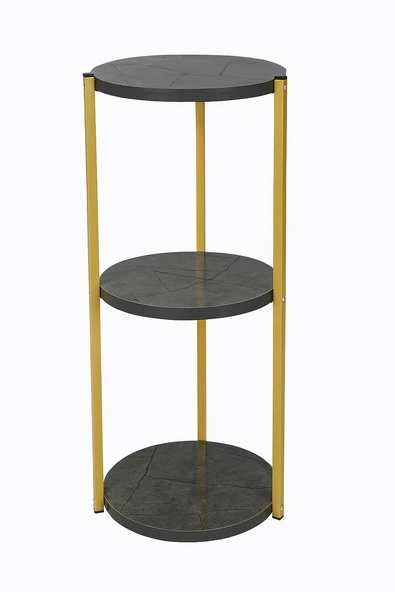 Çok Amaçlı 3 Katlı Raf - Çiçeklik, Organizer, Sehpa Ve Köşe Rafı - Gold - Resim 2