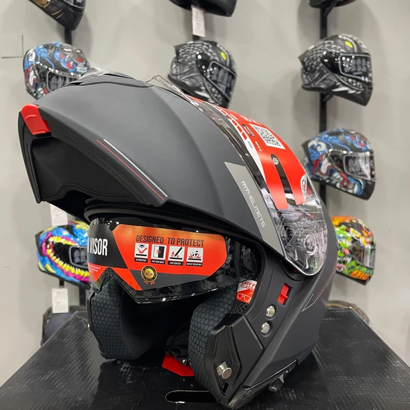 MT HELMETS GENESİS MAT SİYAH ÇENE AÇILIR KASK - 2
