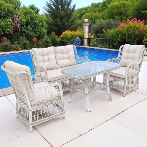 LaVida Bahçe Oturma Takımı | Rattan 2+1+1 ve Sehpa - Resim 4