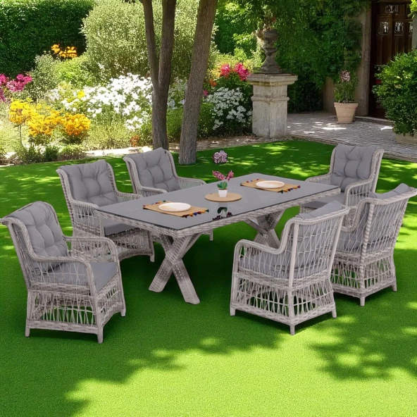 LaVida Bahçe Masa Takımı | Rattan Balkon Masa Seti | 100x180 - Resim 2