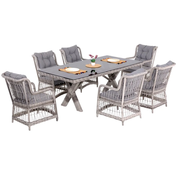 LaVida Bahçe Masa Takımı | Rattan Balkon Masa Seti | 100x180 ürün görseli 1