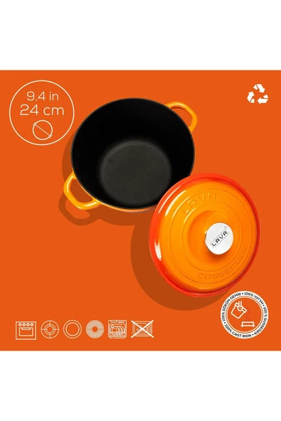 Lava Döküm Demir Tencere New Heritage Serisi 24cm - Resim 4