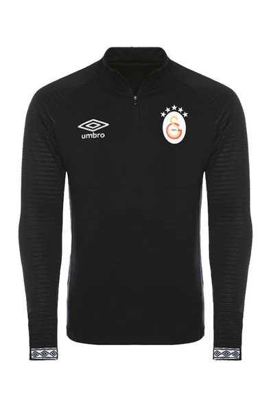 Galatasaray Orijinal Lisanslı Yarım Fermuar 5 Yıldızlı Siyah Sweat TC054 - 5