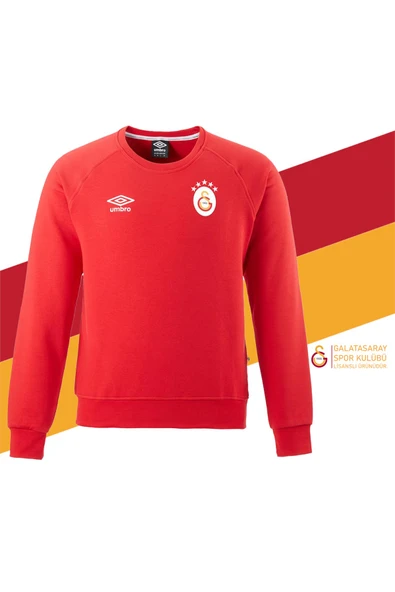 Galatasaray Orijinal Lisanslı Umbro Sıfır Yaka 5 Yıldızlı Sweat Kırmızı