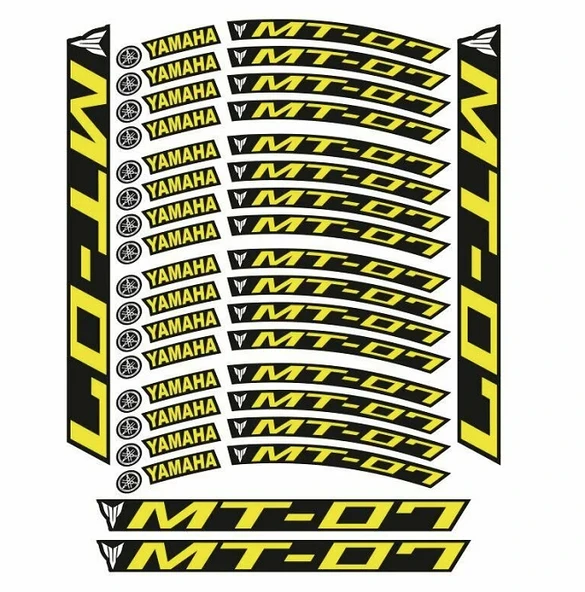 Yamaha MT-07 Uyumlu Florasan Sarı Baskı 1 Set Jant Şeridi