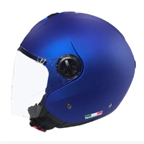 SWAY Metalik Mavi Çene Açık 2XL Beden Kask