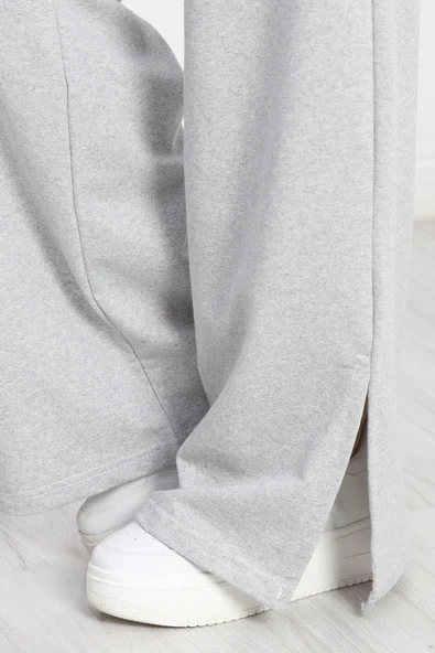 Yırtmaçlı 2 İplik Eşofman Altı Gri - 6