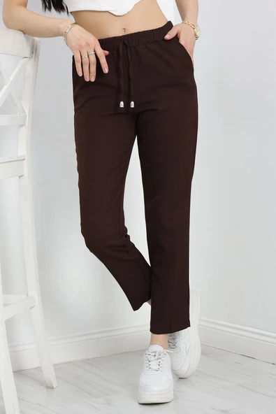 Dabıl Bağcıklı Pantolon Acıkahve - Resim 2