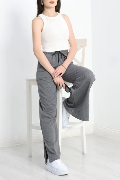 Yırtmaçlı 2 İplik Eşofman Altı Antrasit - 4