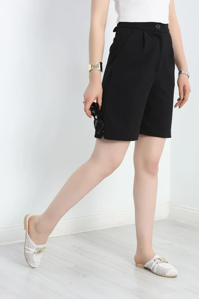 Zra Krep Şort Siyah - 3