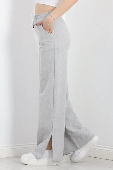 Yırtmaçlı 2 İplik Eşofman Altı Gri