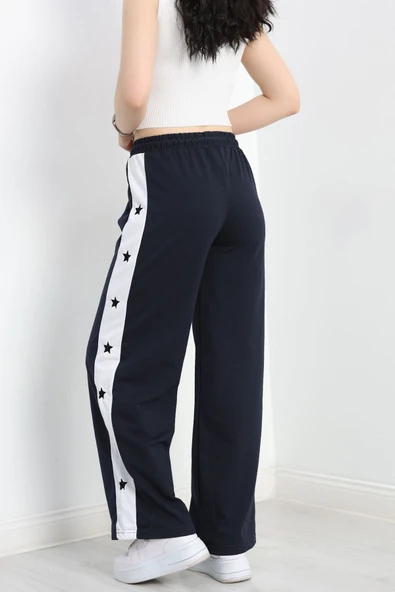 Özel Tasarım Nakışlı 2 İplik Eşofman Altı Lacivert - 6