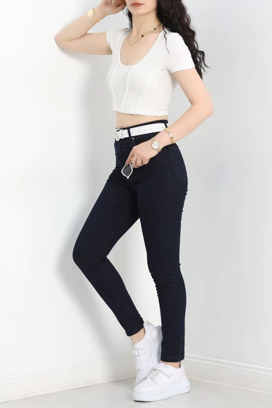 Dar Paça Kot Pantolon Koyulacivert - 4