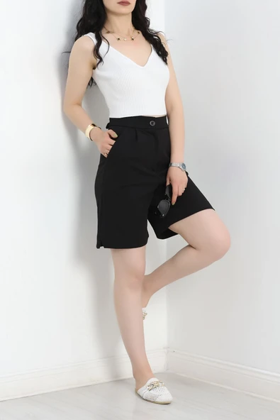 Zra Krep Şort Siyah - 2
