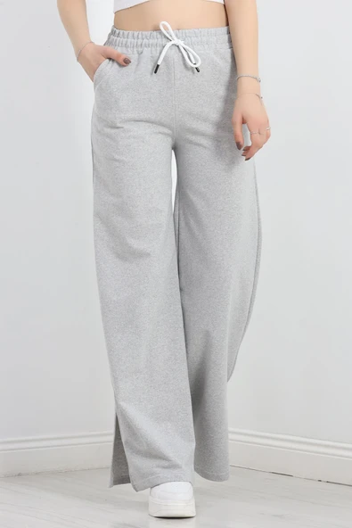 Yırtmaçlı 2 İplik Eşofman Altı Gri - 3