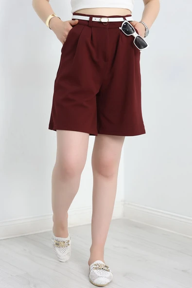 Zra Krep Şort Bordo