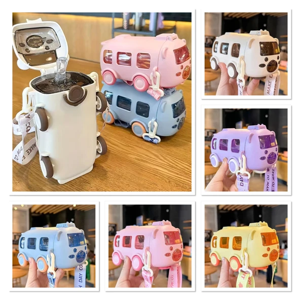 Otobüs Tasarımı Pipetli Su Matarası 500 Ml Alk2967 - 2