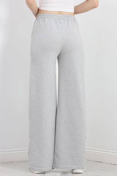 Yırtmaçlı 2 İplik Eşofman Altı Gri - 9