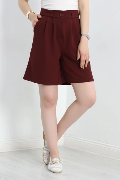 Zra Krep Şort Bordo - 3