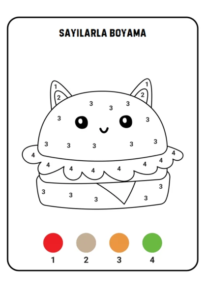 Okul Öncesi Sayılarla BOYAMA Kitabı (Spiralli 84 Boyama) - 3