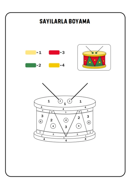Okul Öncesi Sayılarla BOYAMA Kitabı (Spiralli 84 Boyama) - 4