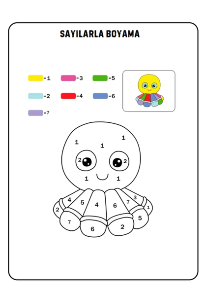 Okul Öncesi Sayılarla BOYAMA Kitabı (Spiralli 84 Boyama) - 5