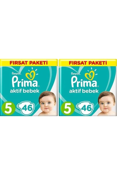 Prima Aktif Bebek 5 Numara Fırsat Paketi 46x2=92 Adet