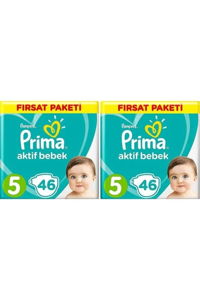 Prima Bebek Bezi 5 Beden 2'li Paket 92 Adet (2PK*46) ürün görseli