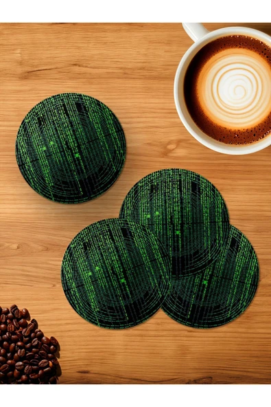 Panorama Ajans Matrix Bilgisayar Mühendisi 4'lü Ahşap Bardak Altlığı ürün görseli 1