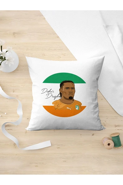 Panorama Ajans Didier Drogba Imzalı Portre Futbolcu Tasarım Yastık Kılıfı ürün görseli 1