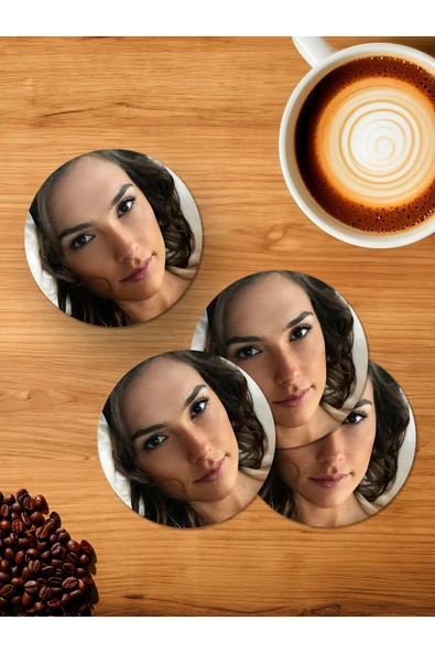 Panorama Ajans Gal Gadot Dekor 4'lü Ahşap Bardak Altlığı ürün görseli 1