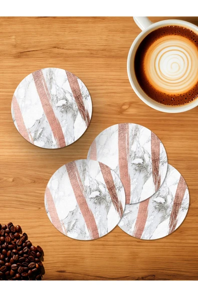 Panorama Ajans Mermerm Model Minimal Tasarım 4'lü Ahşap Bardak Altlığı ürün görseli 1