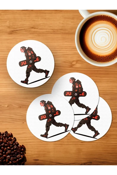 Panorama Ajans Snowboard Judge 4'lü Ahşap Bardak Altlığı ürün görseli 1