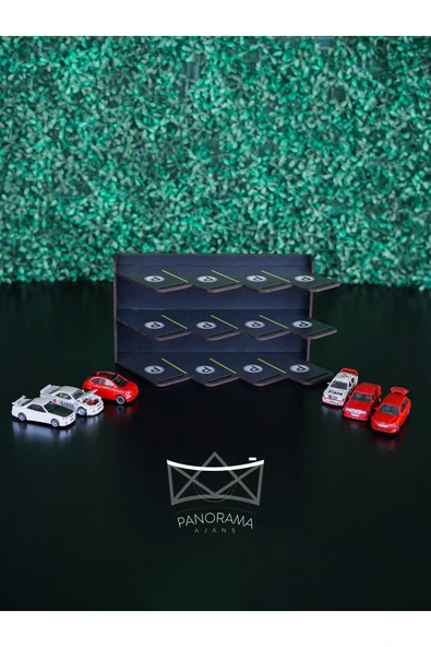 Panorama Ajans 1/64 Ölçekli Model Araba Masaüstü Raf Garaj Otopark - 3