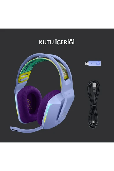 logitech G G733 LIGHTSPEED RGB Kablosuz 7.1 Surround Ses Oyuncu Kulaklığı - Lila - 7