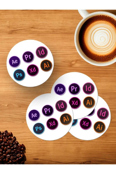 Panorama Ajans Adobe Kullanıcılarına Logo Tasarım Baskı 4'lü Ahşap Bardak Altlığı ürün görseli 1