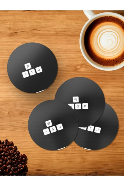 Panorama Ajans Oyunculara Özel WASD Tuş Klavye 4'lü Ahşap Bardak Altlığı ürün görseli 1