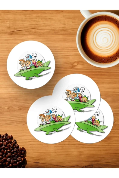 Panorama Ajans Jetgiller Nostalji Çizgi Film 4'lü Ahşap Bardak Altlığı ürün görseli 1
