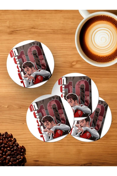 Panorama Ajans Mesut Özil Arsenal Futbolcu Tasarım 4'lü Ahşap Bardak Altlığı ürün görseli 1