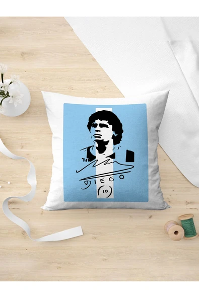 Panorama Ajans Maradona Efsane Futbolcu Arjantin Bayraklı Silüet Portre Yastık Kılıfı ürün görseli 1